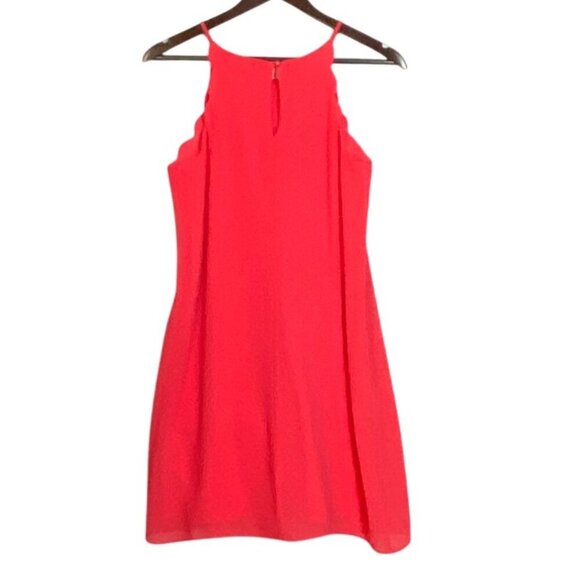 Sleeveless A-Line Shift Dress By A Byer With Scalloped Details Melon Size M - Picture 2 of 7